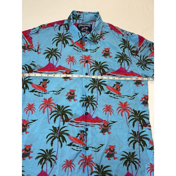 Grateful Dead x Section 119 Hawaiian Shirt Mens L Blue Jerry Garcia Bear Retro - Picture 4 of 8